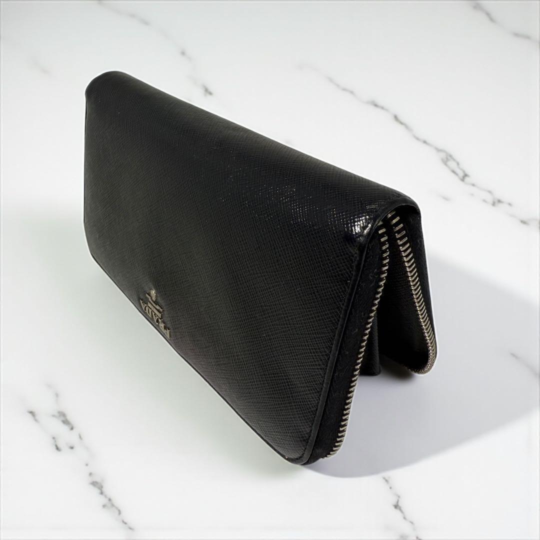 《美品》PRADA プラダ 長財布 ラウンドファスナー サフィアーノレザー