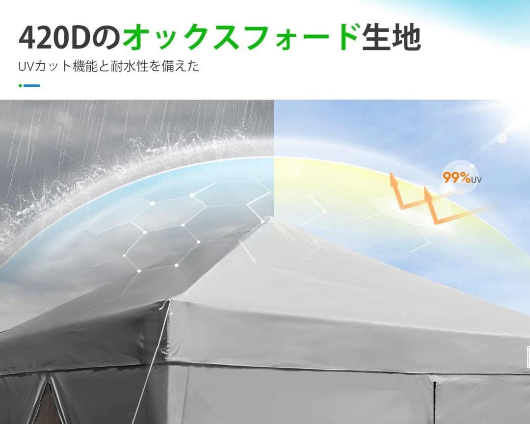 ワンタッチ タープテント UVカット 天幕 UVカット 3m