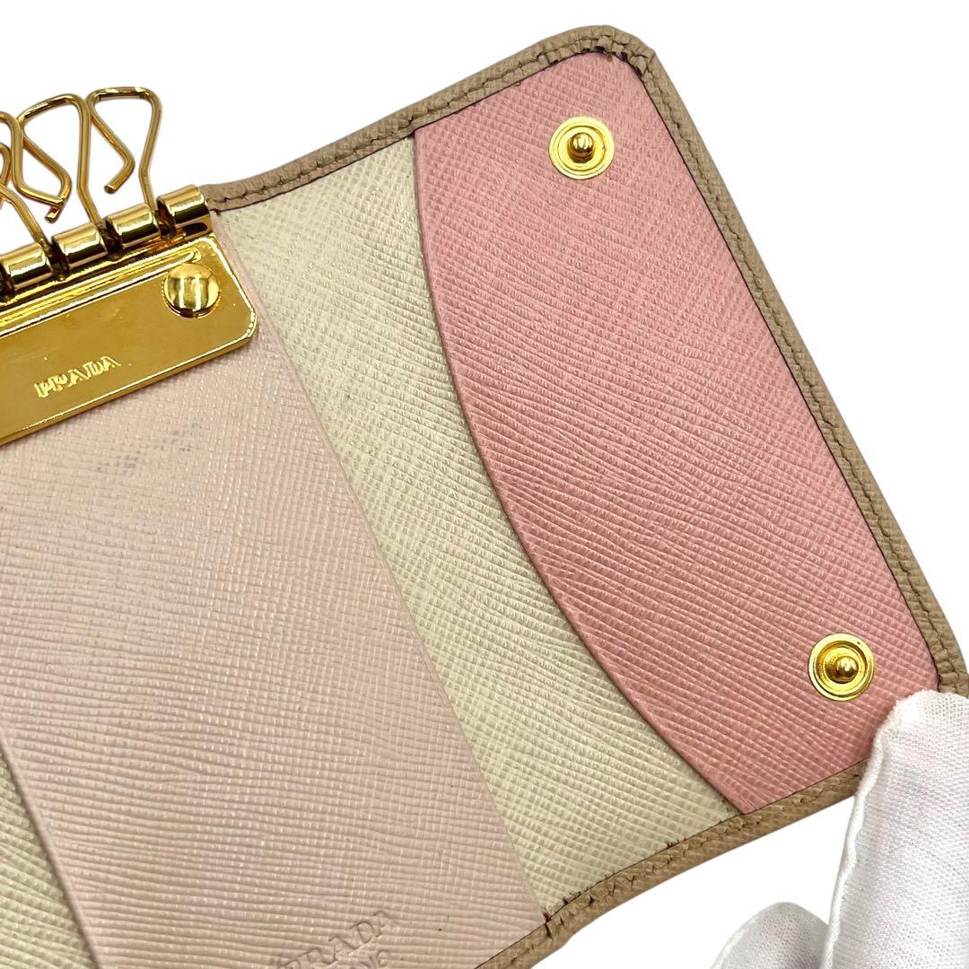 PRADA プラダ　6連キーケース　鍵　バイカラー　サフィアーノレザー