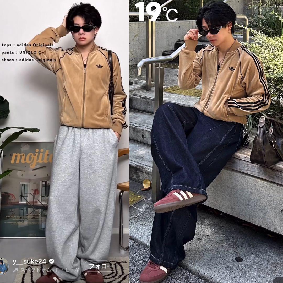 新品M⭐️adidas アディカラー ベロア ブラウン トラックトップ 風早