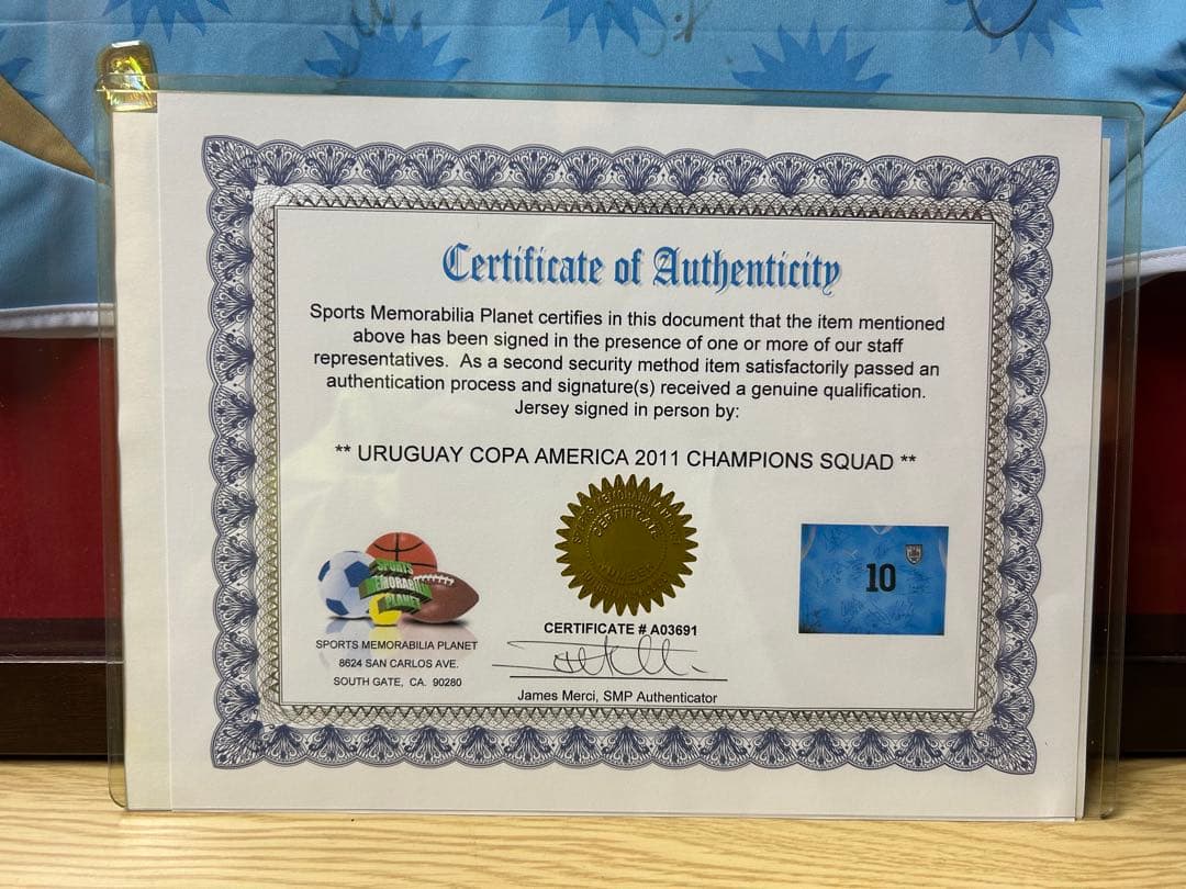 ウルグアイ代表フォルラン2011 コパアメリカ ユニフォーム実使用サイン入り