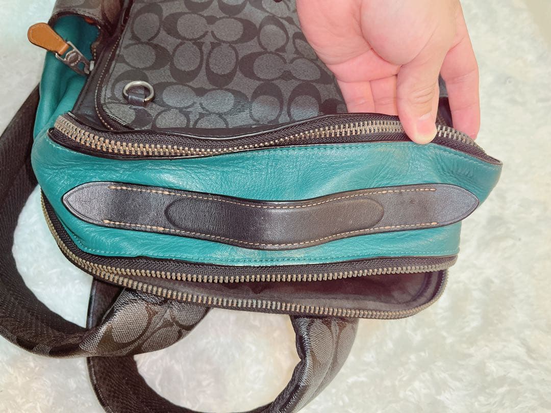 COACH リュック・バックパック シグネチャー ブラック/グレー/ターコイズ