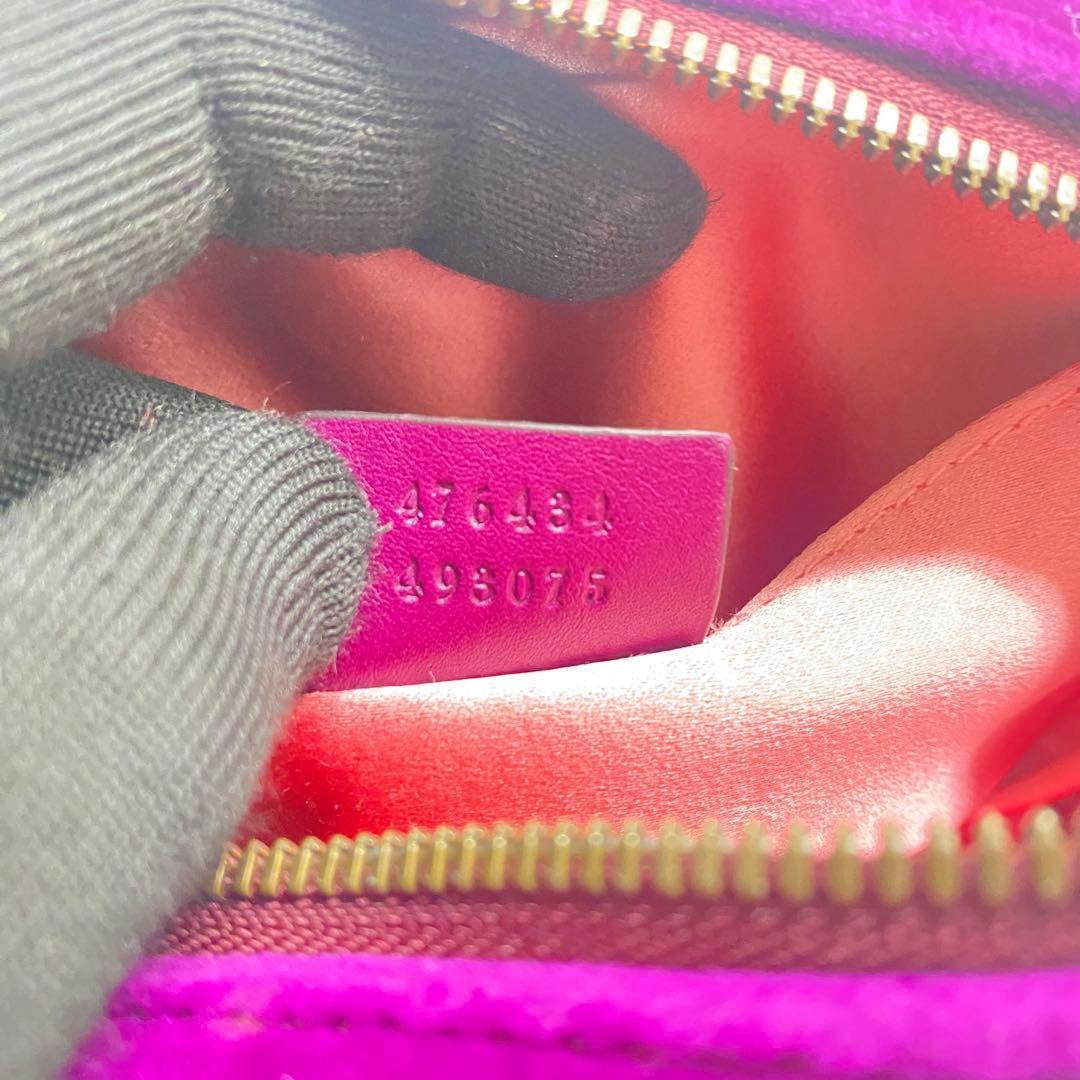 【美品】GUCCI マーモント ベロア ボディバッグ ウエストポーチ パープル