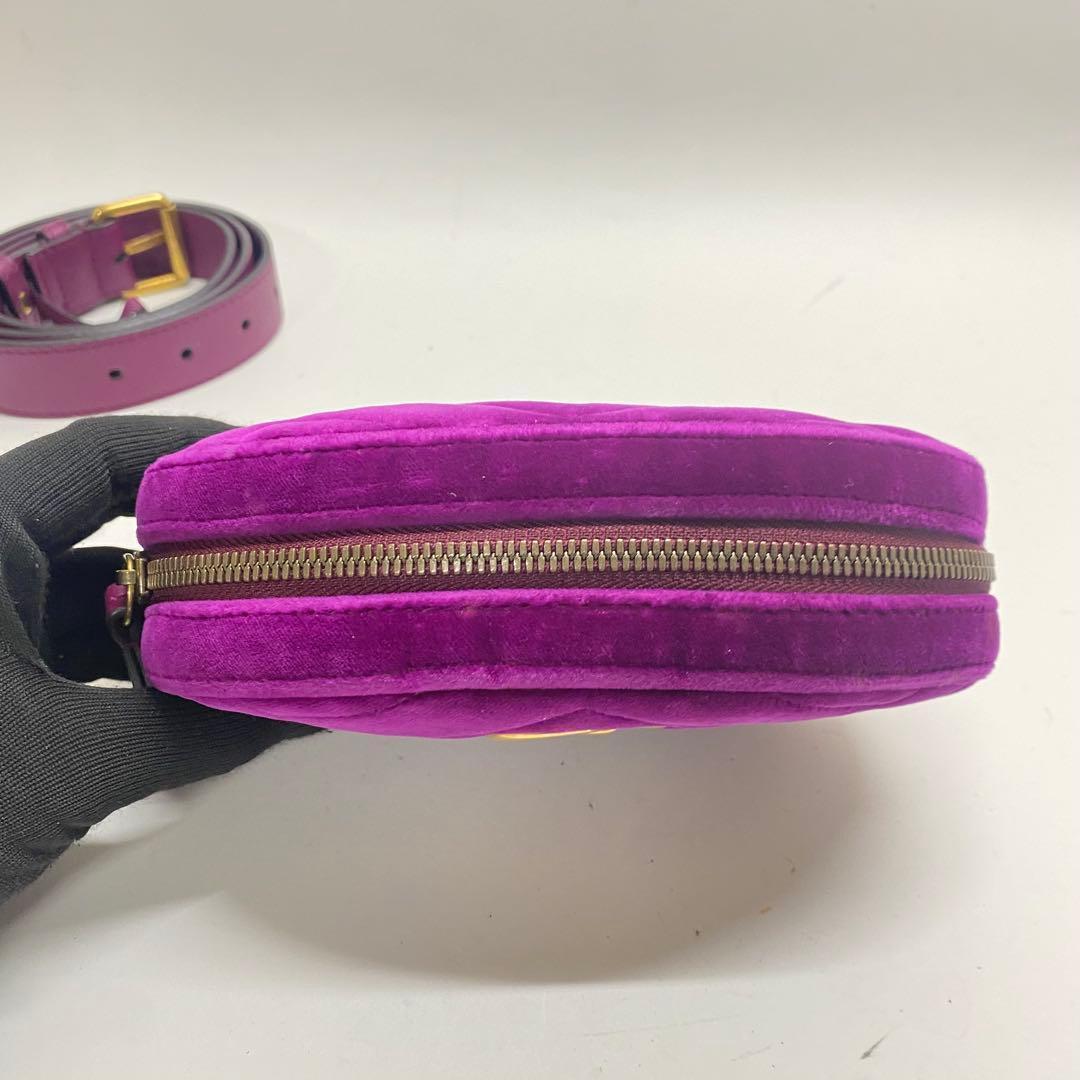【美品】GUCCI マーモント ベロア ボディバッグ ウエストポーチ パープル