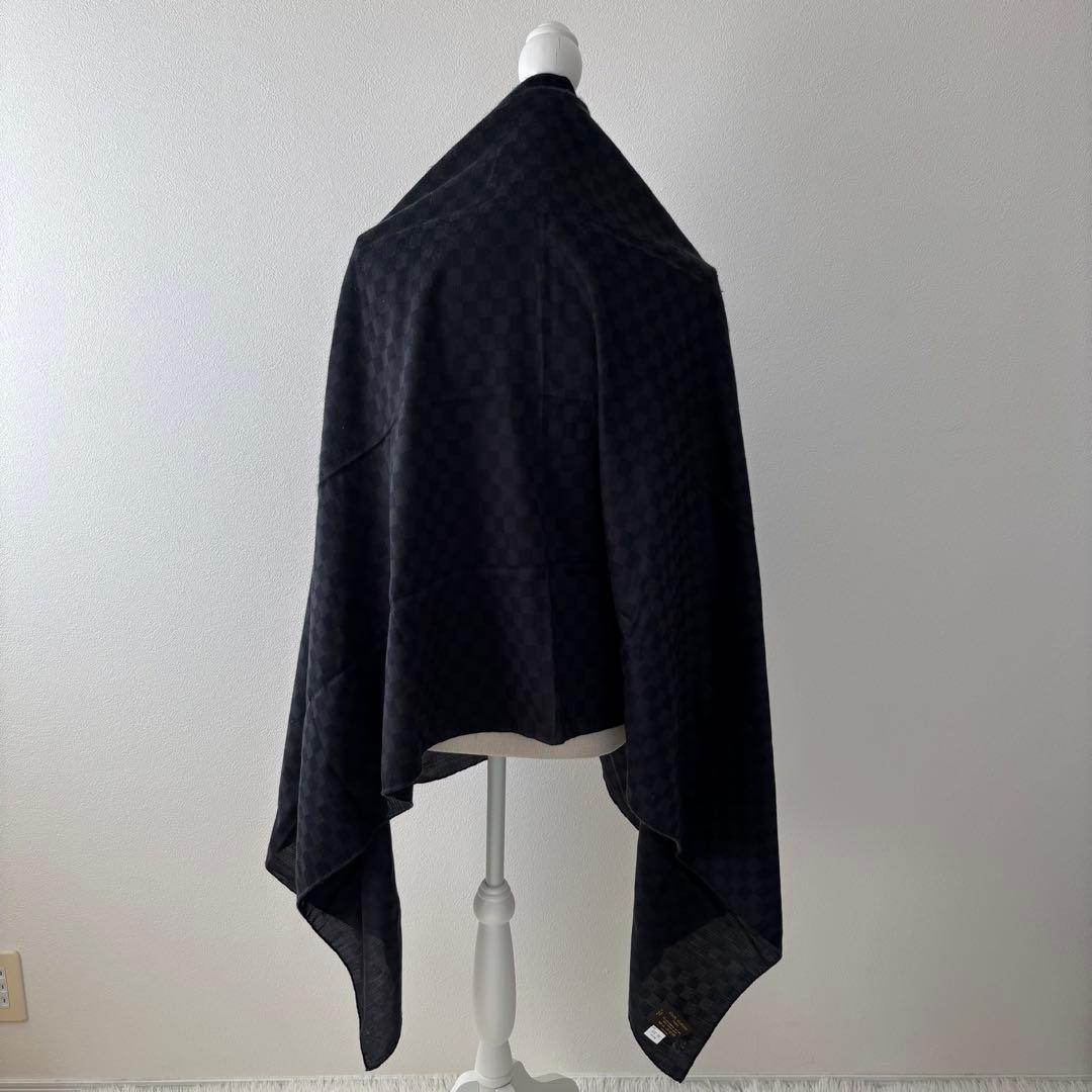 ルイヴィトン ダミエ カシミヤ×シルク　ストール マフラー　ブラック系