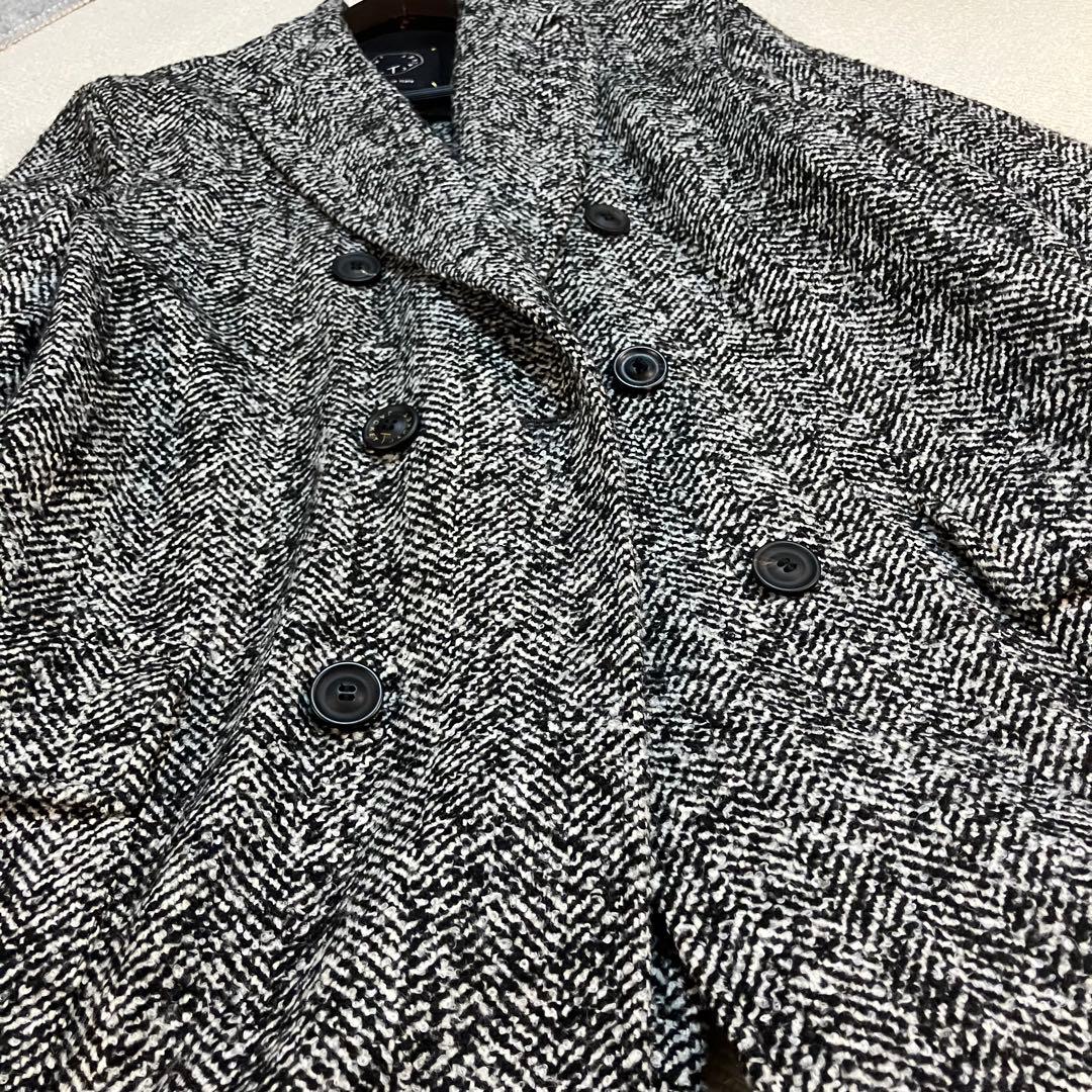 T-JACKET】チェスターコート ダブル 千鳥格子 M バウンドトゥース