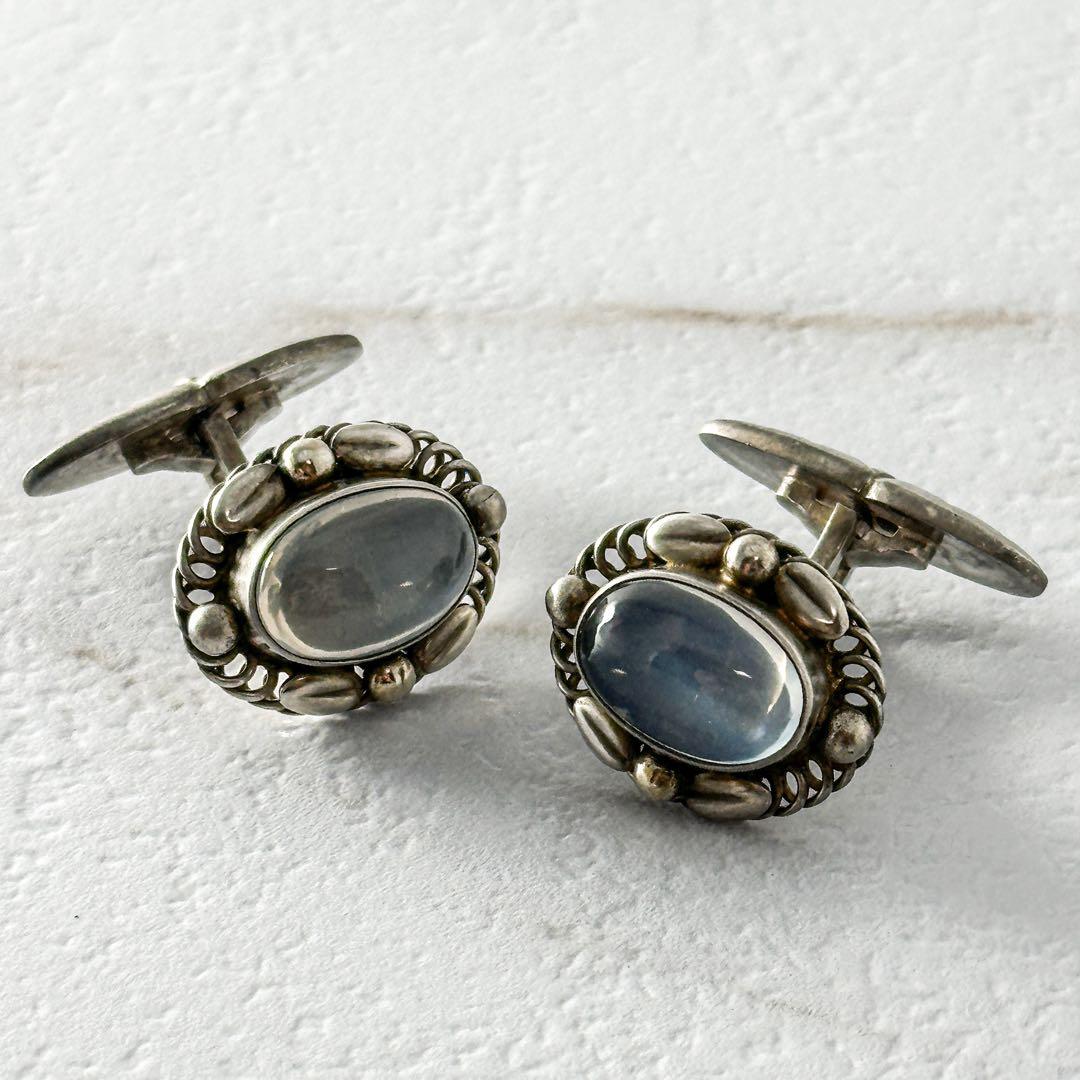  　カフス　カフリンクス　17　ムーンストーン　シルバー