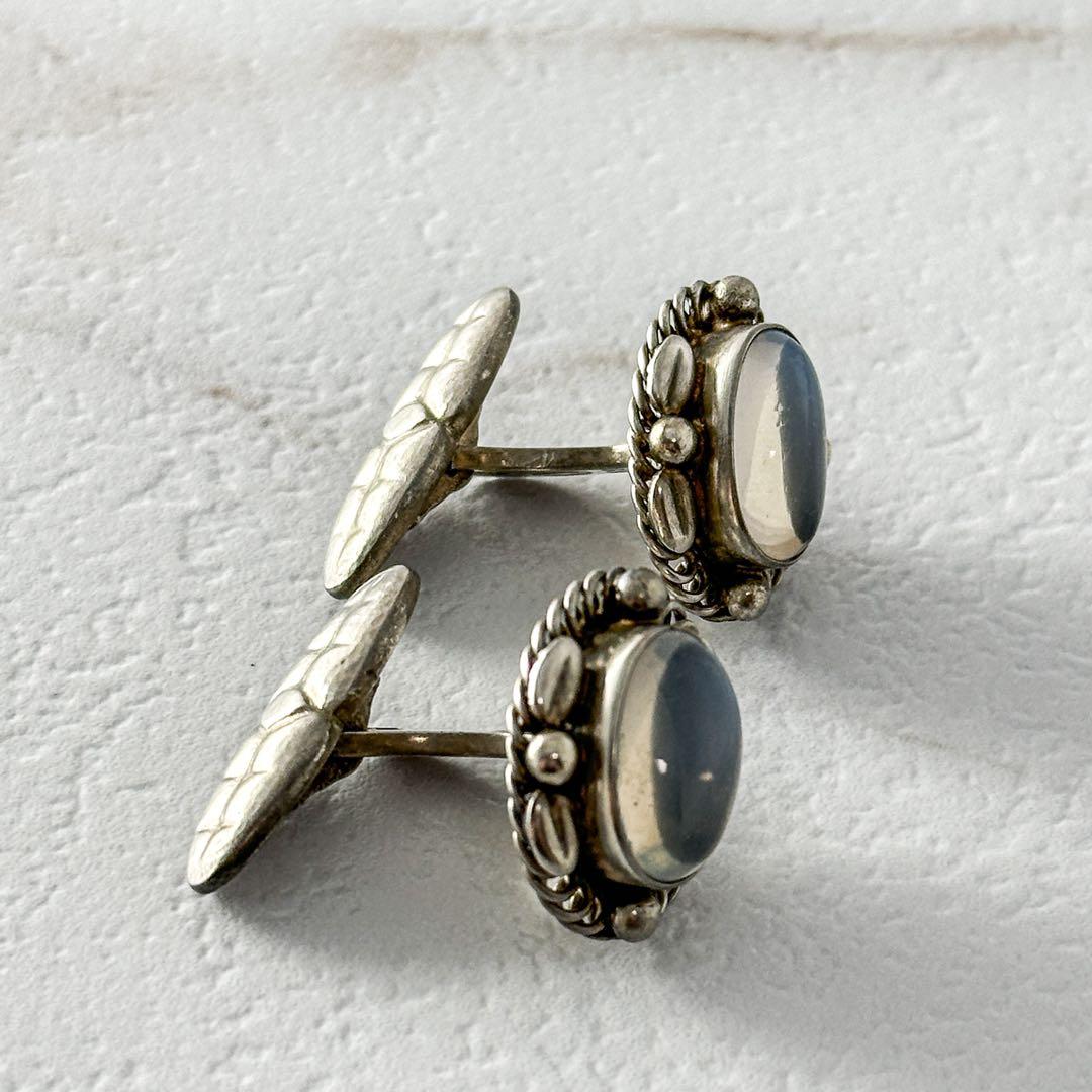  　カフス　カフリンクス　17　ムーンストーン　シルバー