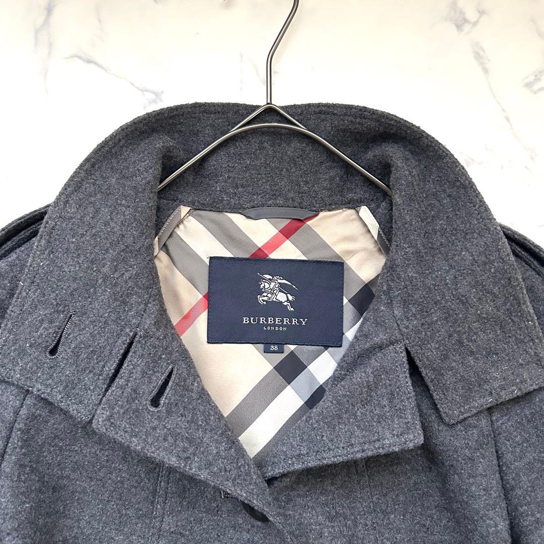 バーバリーロンドン ポンチョ ケープ ショートコート ノバチェック グレー