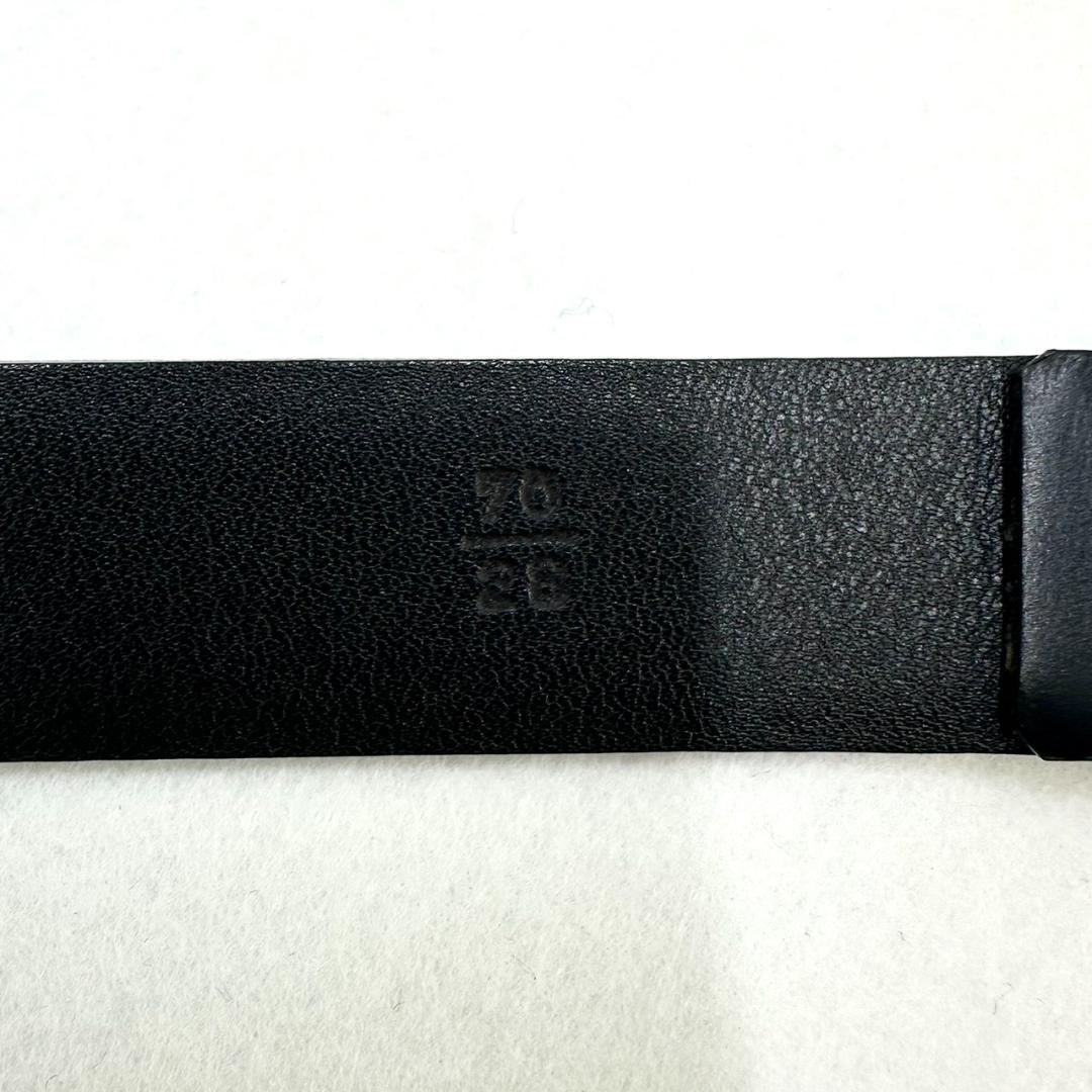 PRADA プラダ ロゴ刻印バックル レザー ベルト シルバー金具 ブラック