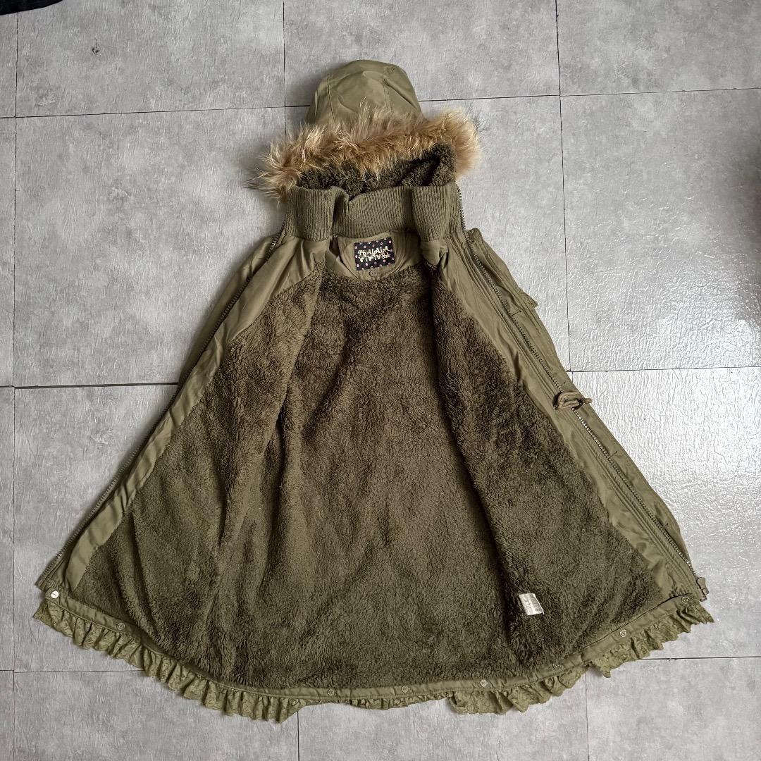 TRALAAミリタリージャケット裏ファーレースy2kフェアリーグランジ