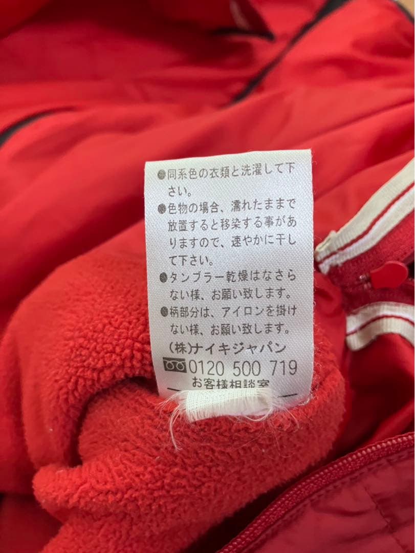 ☘️Nikeフード付き 内ボア 裏起毛 レッド ベンチコート ジャンパー