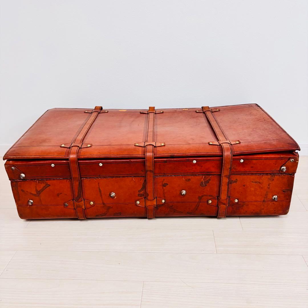 特大 ヴィンテージ 本皮 トランクケース レザートランク レトロ 古道具
