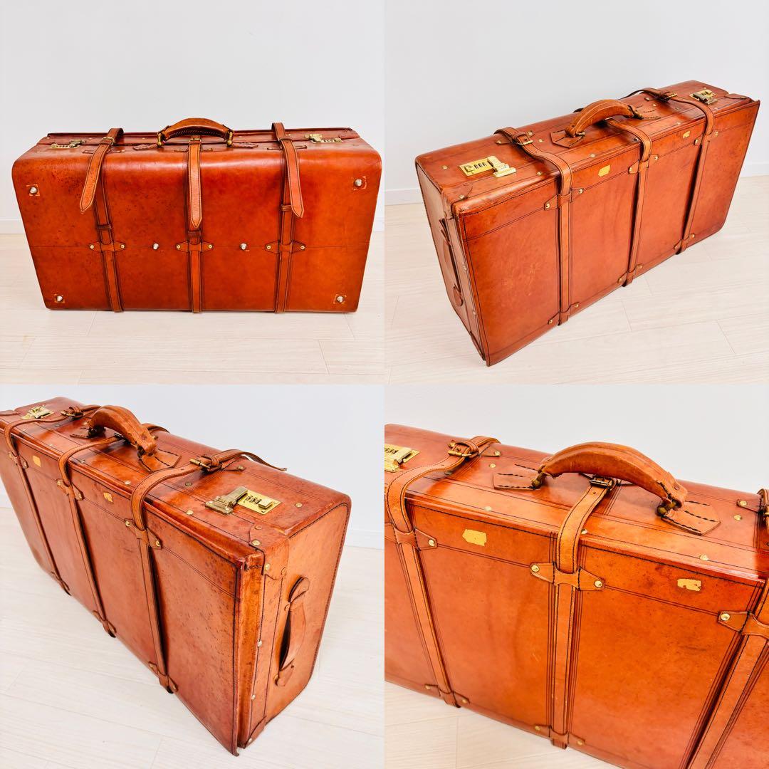 特大 ヴィンテージ 本皮 トランクケース レザートランク レトロ 古道具
