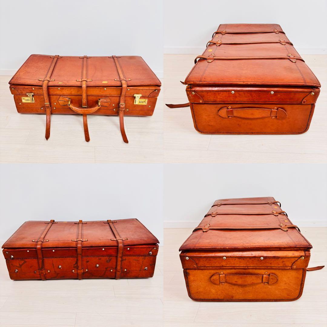 特大 ヴィンテージ 本皮 トランクケース レザートランク レトロ 古道具