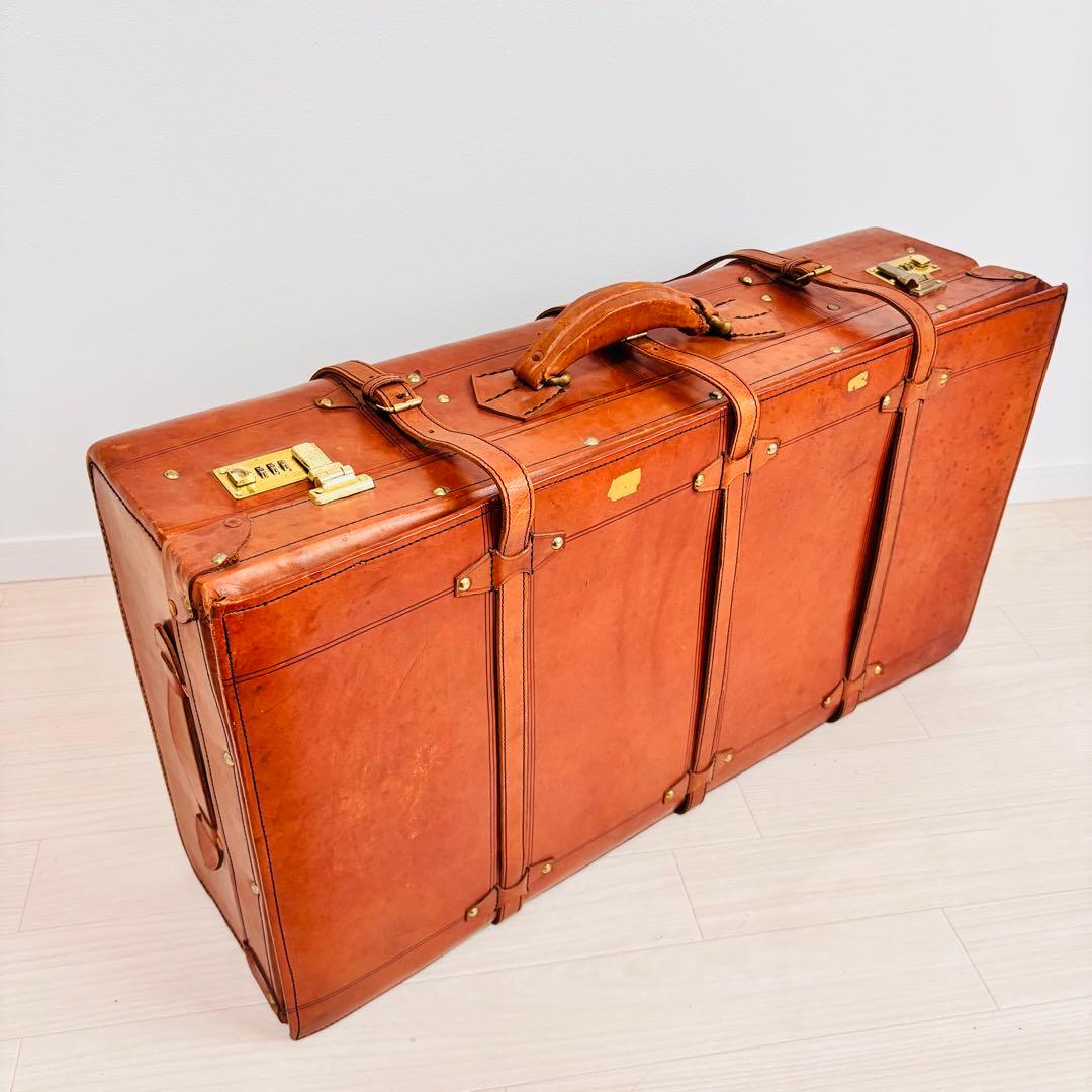 特大 ヴィンテージ 本皮 トランクケース レザートランク レトロ 古道具