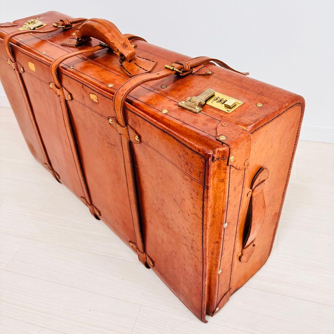 特大 ヴィンテージ 本皮 トランクケース レザートランク レトロ 古道具