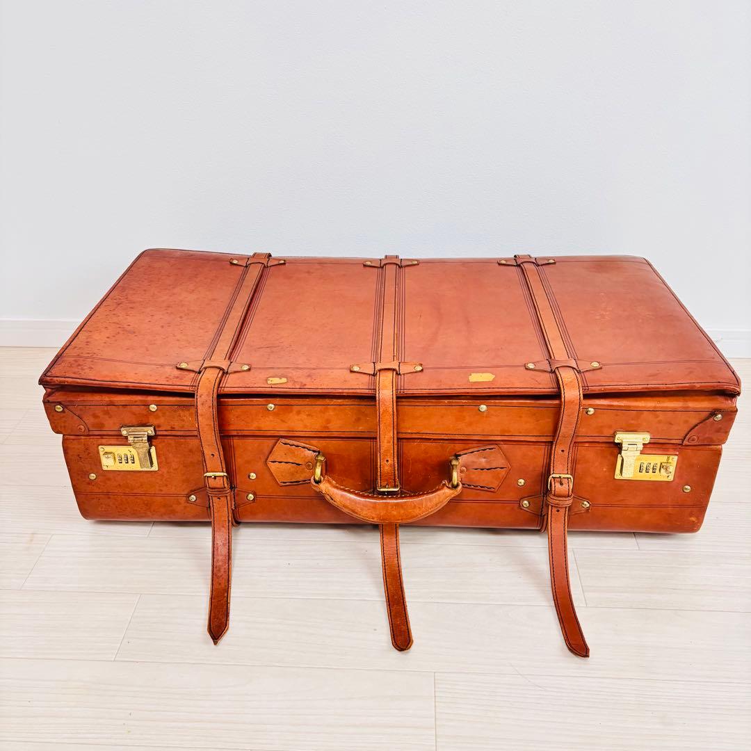 特大 ヴィンテージ 本皮 トランクケース レザートランク レトロ 古道具