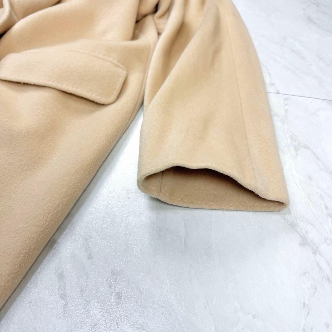 美品 マックスマーラ 白タグ カシミヤ混 ガウンコート ロング キャメル