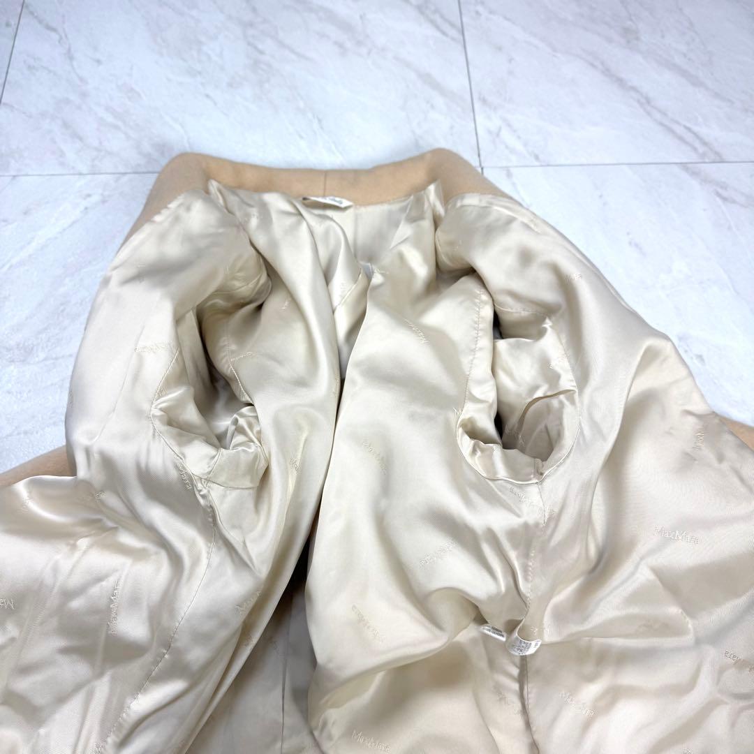 美品 マックスマーラ 白タグ カシミヤ混 ガウンコート ロング キャメル