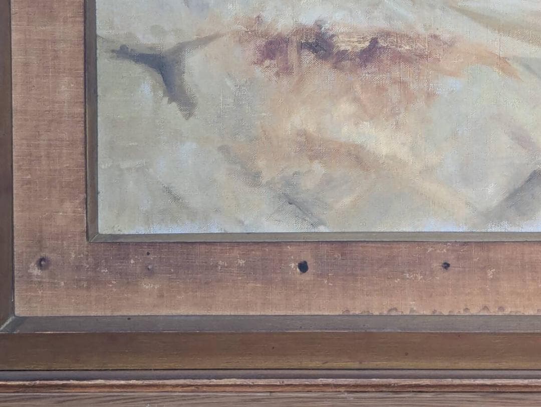 【真作】絵画　油彩　砂丘風景　静寂の大地を描く　砂のうねりと静けさ　Y77