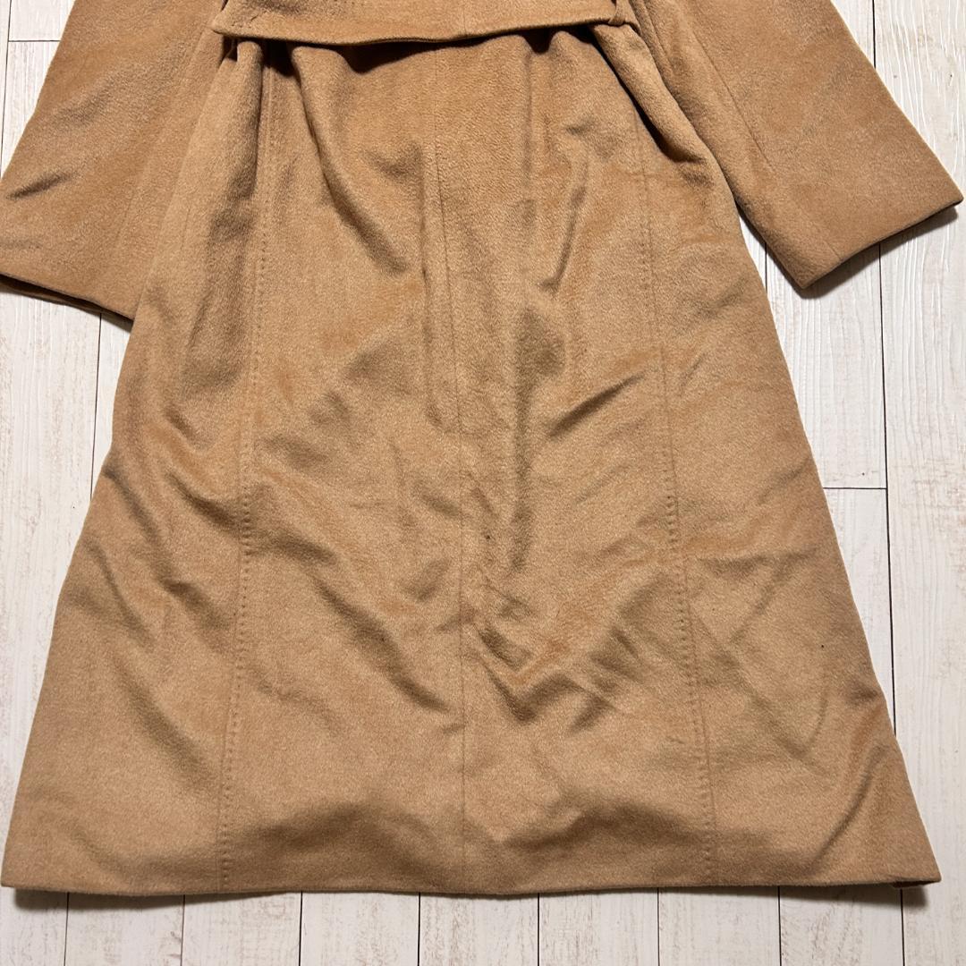 マックスマーラ ショールカラーコート キャメル100% 白タグ Aライン L