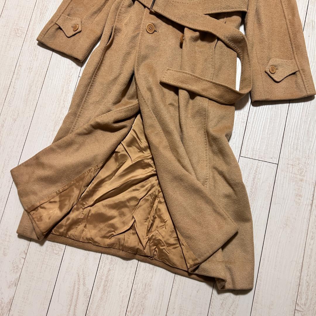 マックスマーラ ショールカラーコート キャメル100% 白タグ Aライン L