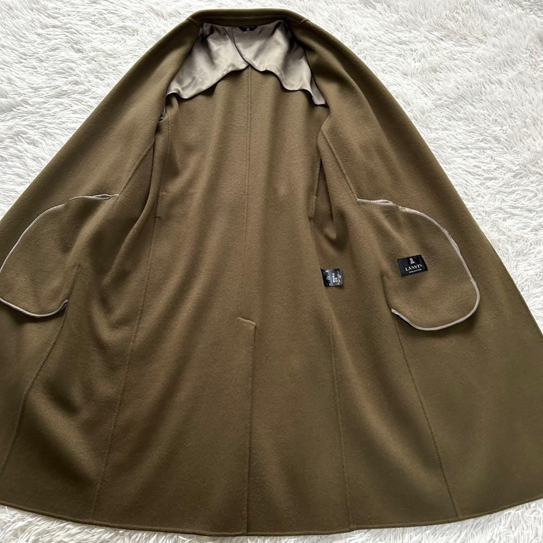 【美品】ランバンコレクション　ロングコート　カシミヤ混　マキシ丈　大きいサイズ