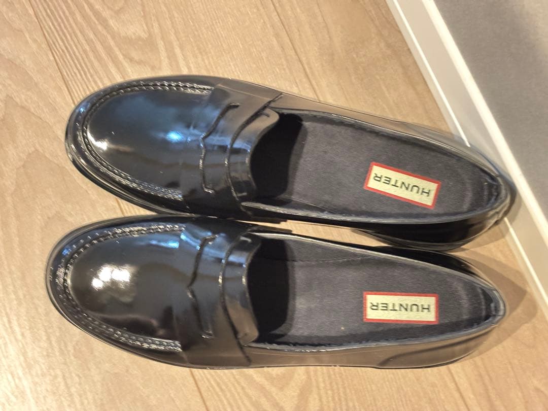 美品 HUNTERレインシューズ ローファー UK7 ※箱無し