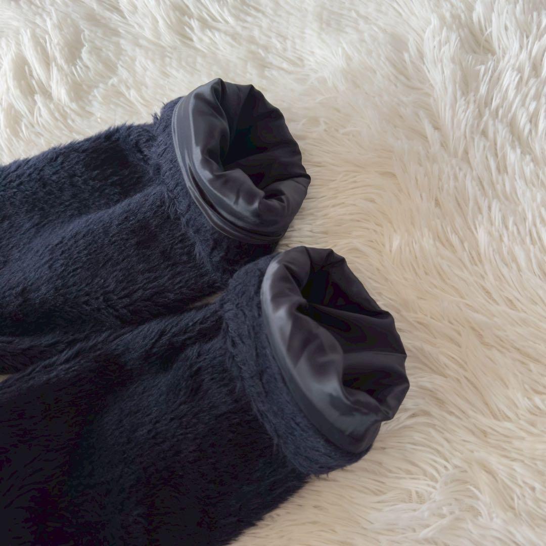 BLUE BLUE✨ARIGATO ファーコート アルパカ混 ネイビー 2 - メルカリ