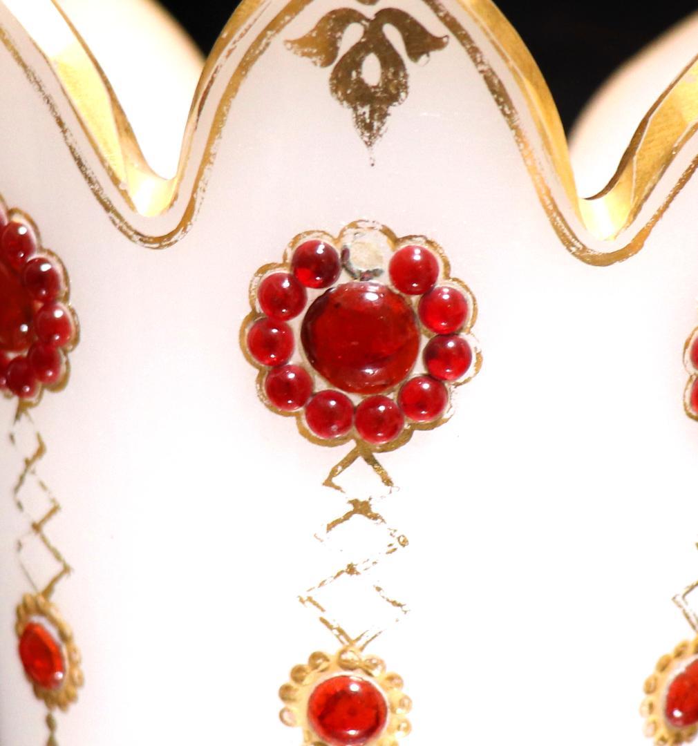 オールド・バカラ 美術館級 カボションガラス装飾金彩オパーリンガラス製大型花瓶