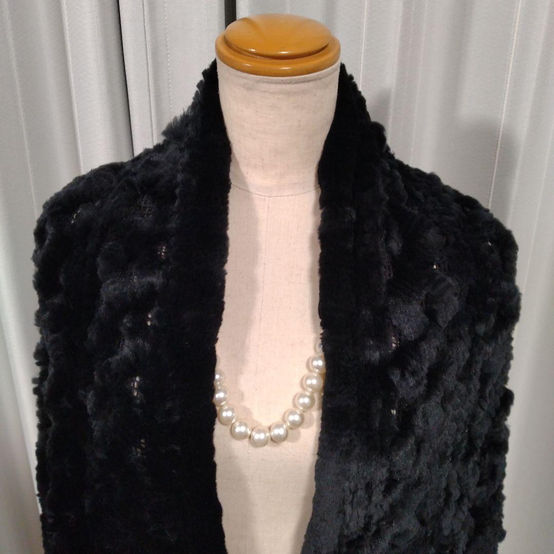 新品同様✩使用感無し✩大きいサイズ✩レッキス✩ファーショール✩ブラック✩柔らか
