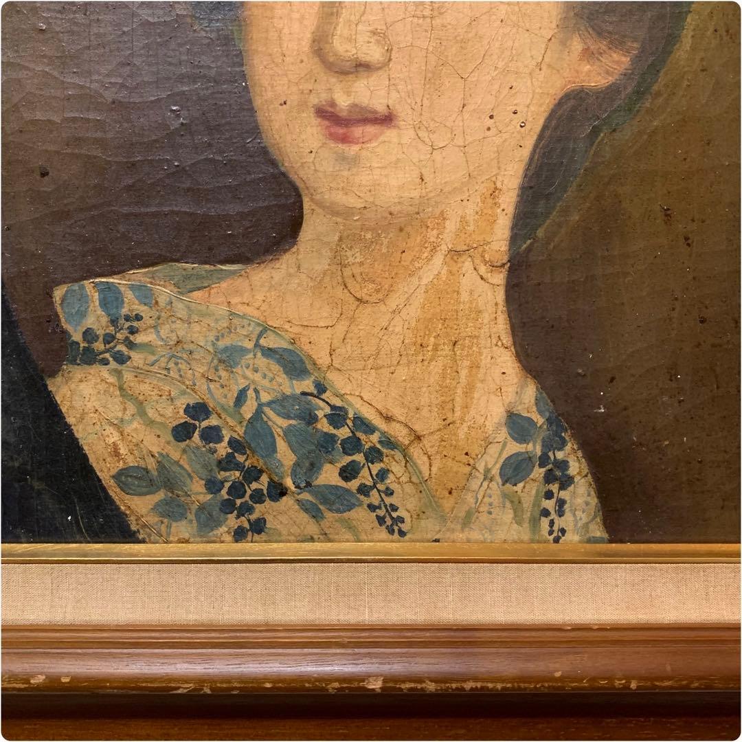 超希少 第一回文化勲章 鑑定書有り 岡田三郎助 油彩肉筆画 F8当時物 円