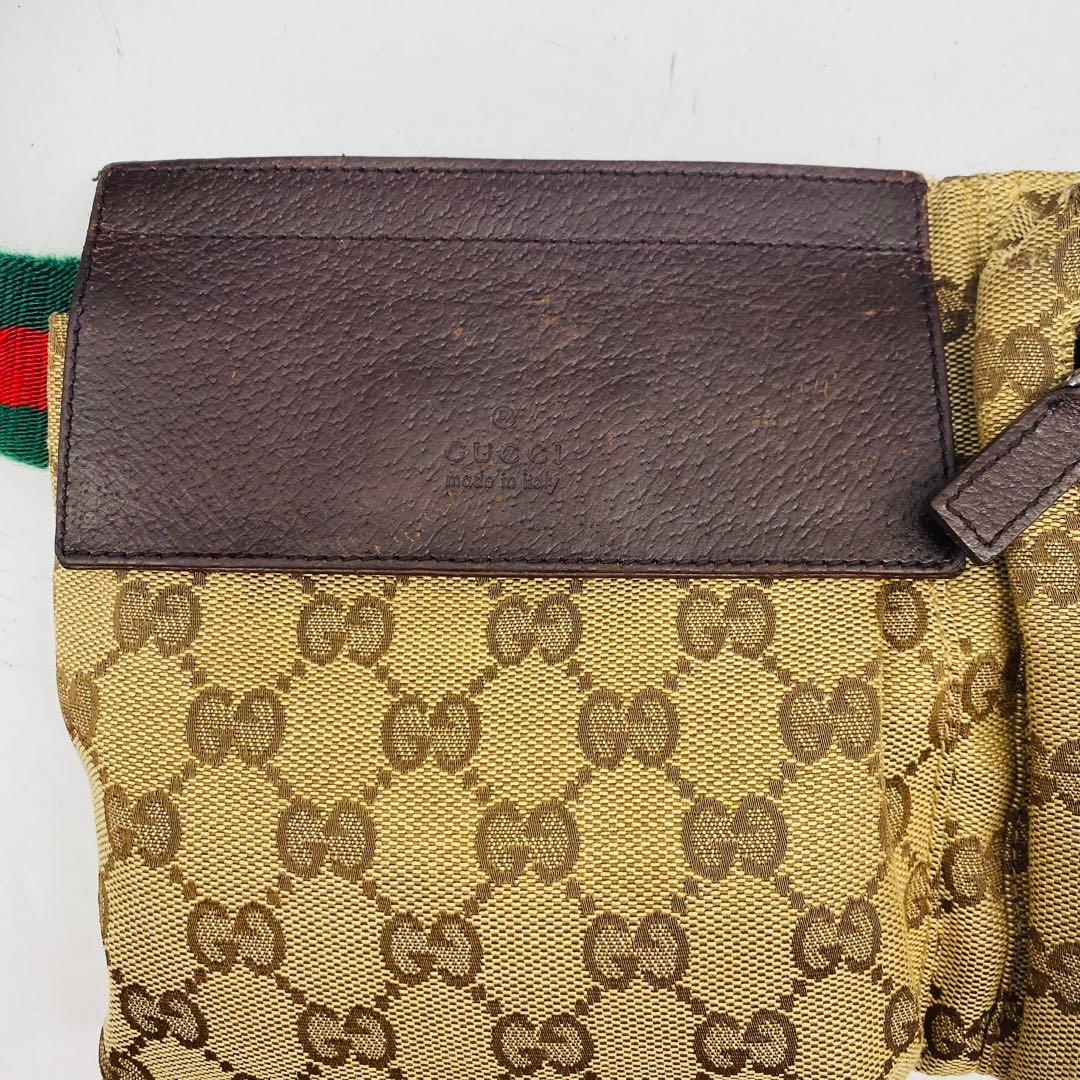 美品✨グッチ ボディバッグ GG キャンバス シェリーライン ブラウン