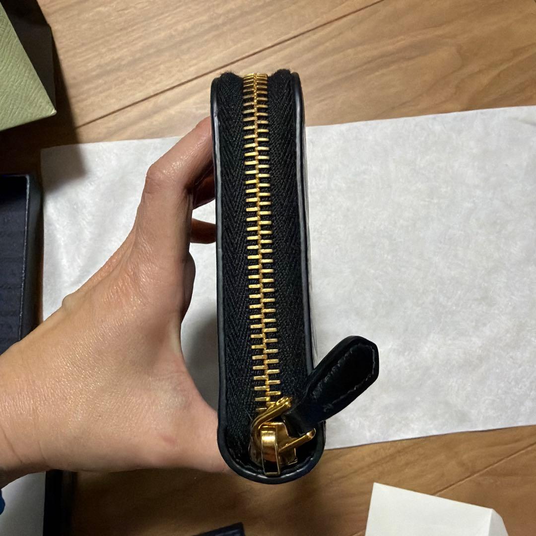 美品 現行【PRADA】 長財布 激レア プラダ トライアングル カーフ 黒