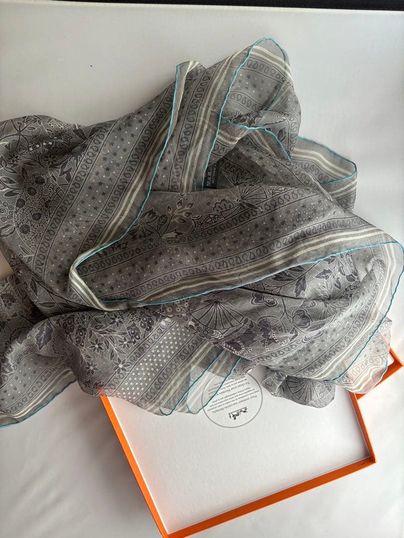 HERMESロングシフォンストール100%シルク