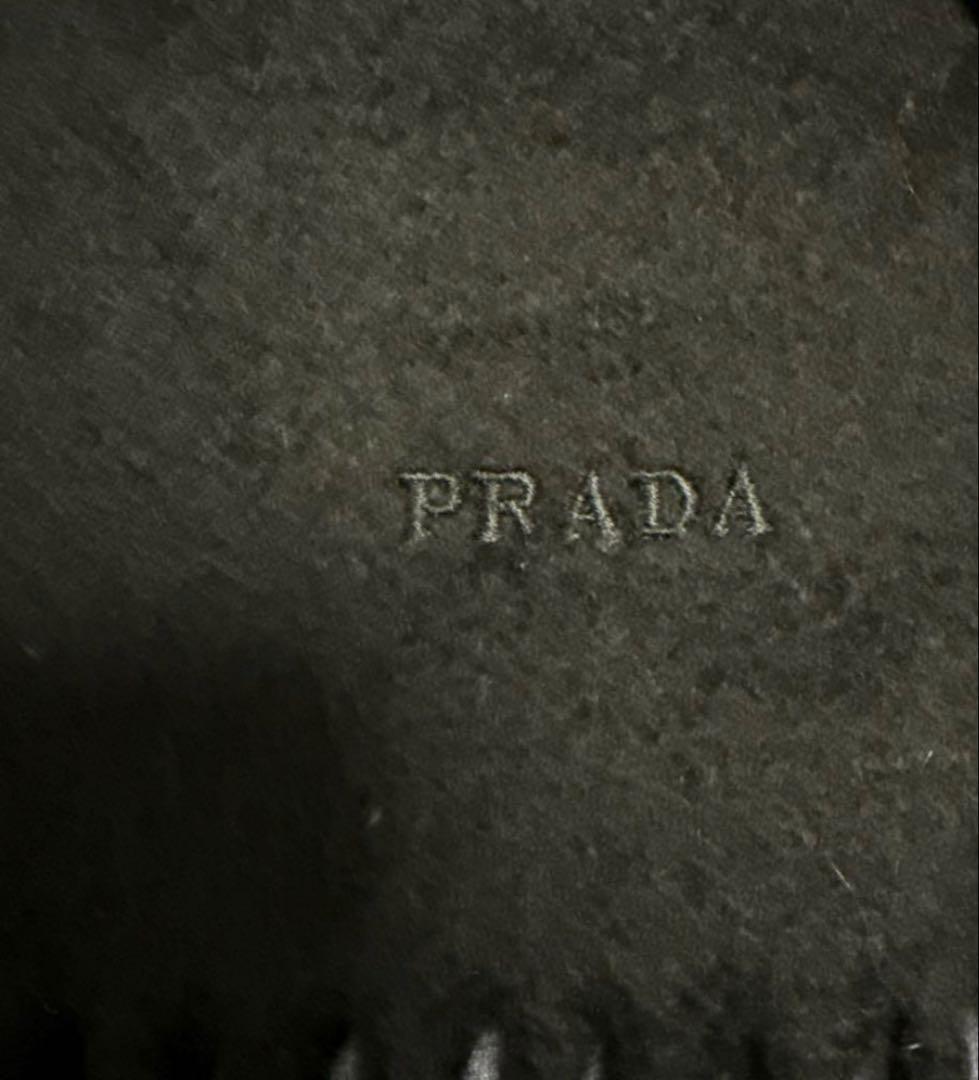 PRADA プラダ ブラック マフラー フリンジ付き
