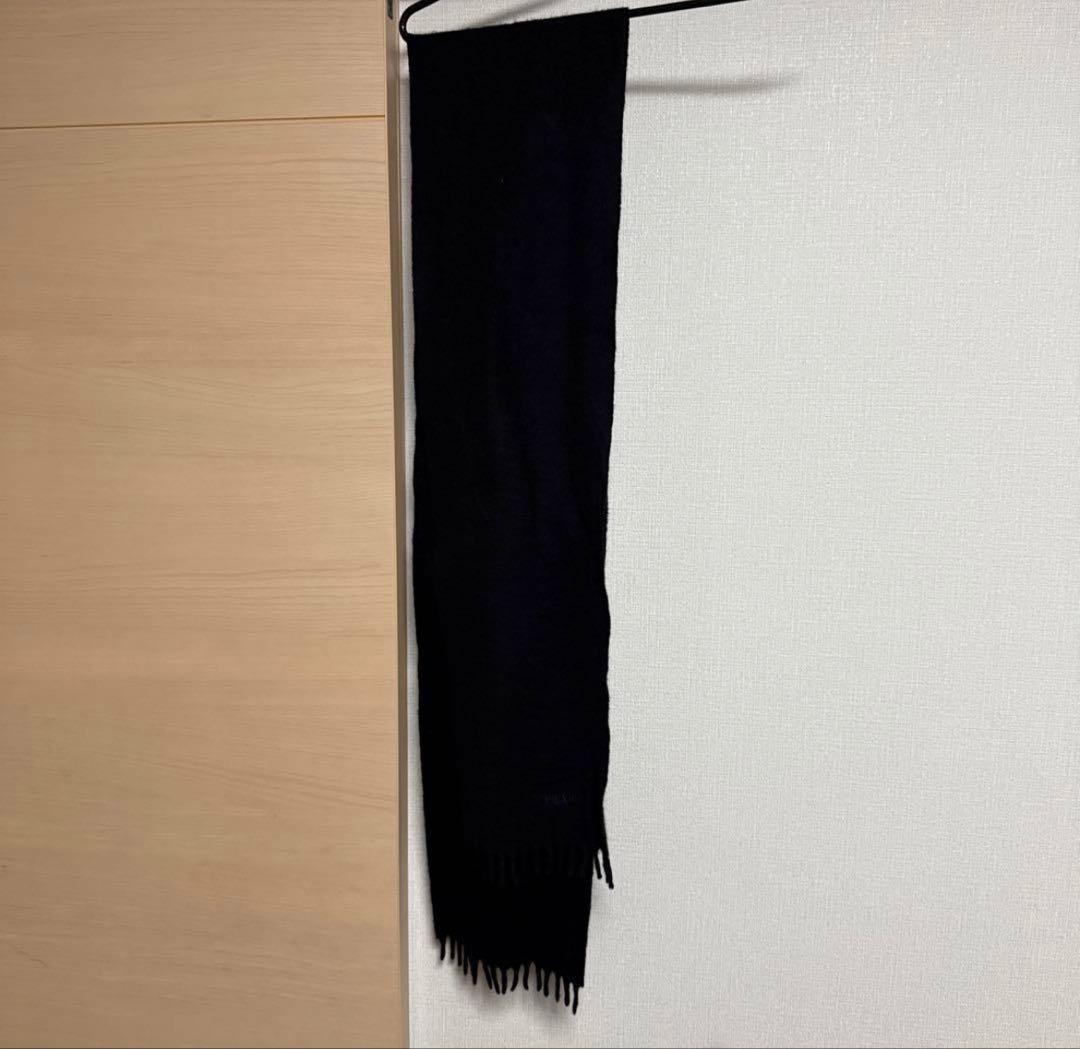 PRADA プラダ ブラック マフラー フリンジ付き