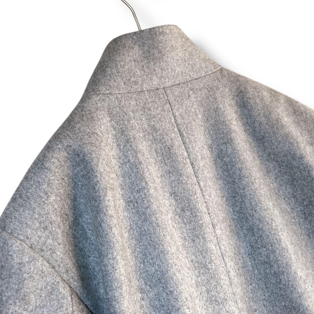 セオリー 良品 カシミヤ使用 メルトン スタンドカラーステンカラーコート グレー