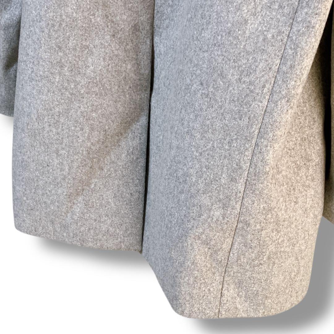 セオリー 良品 カシミヤ使用 メルトン スタンドカラーステンカラーコート グレー