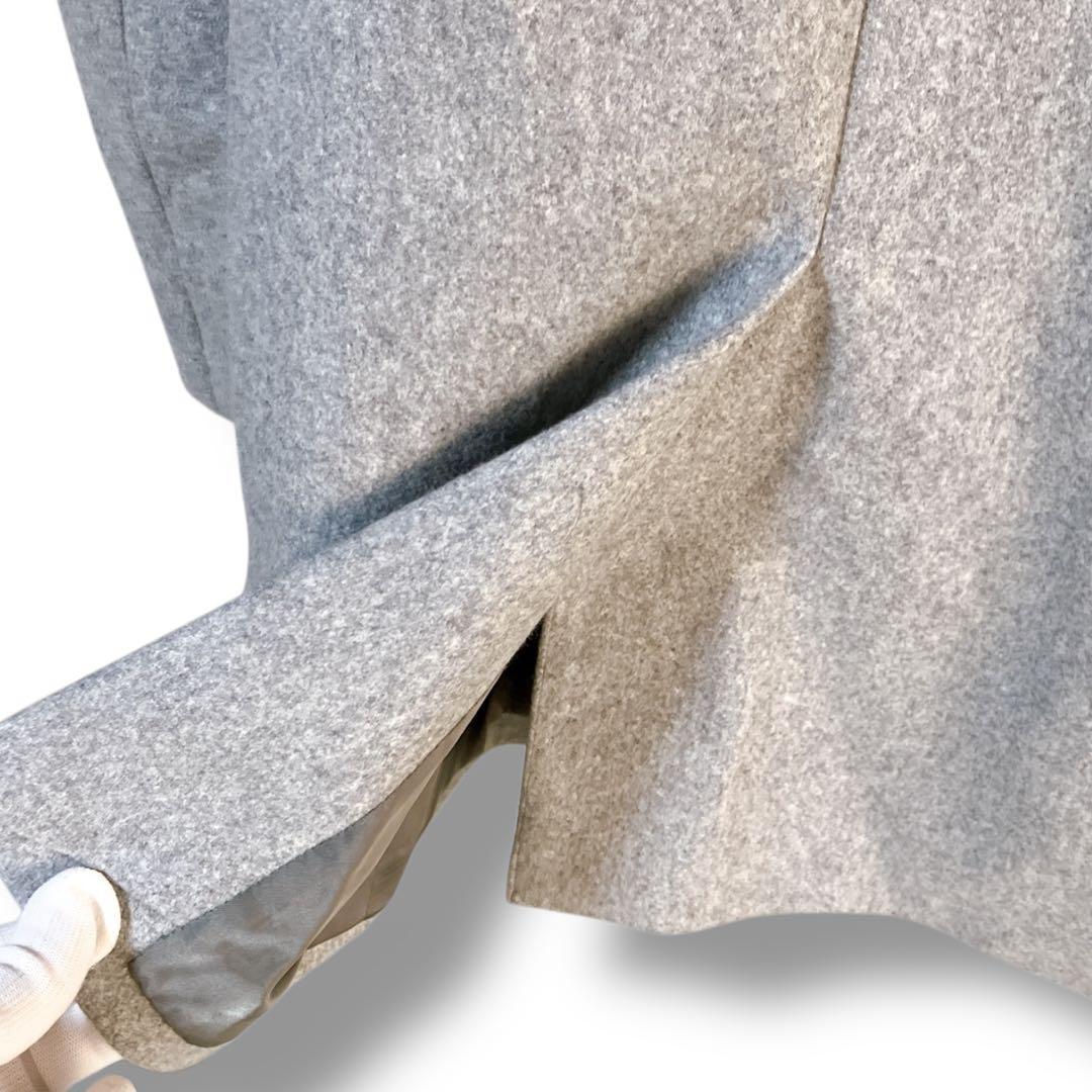 セオリー 良品 カシミヤ使用 メルトン スタンドカラーステンカラーコート グレー