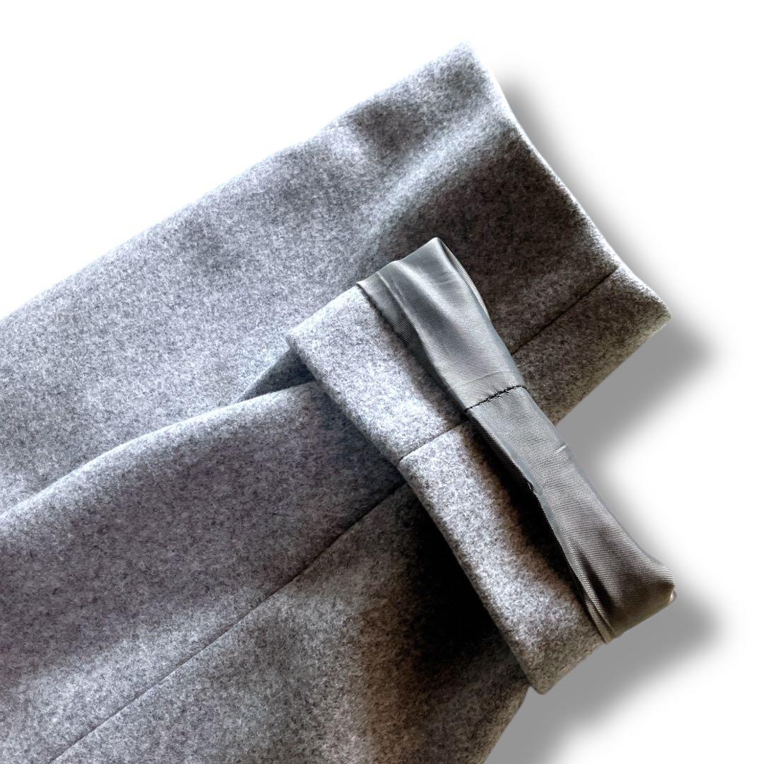 セオリー 良品 カシミヤ使用 メルトン スタンドカラーステンカラーコート グレー