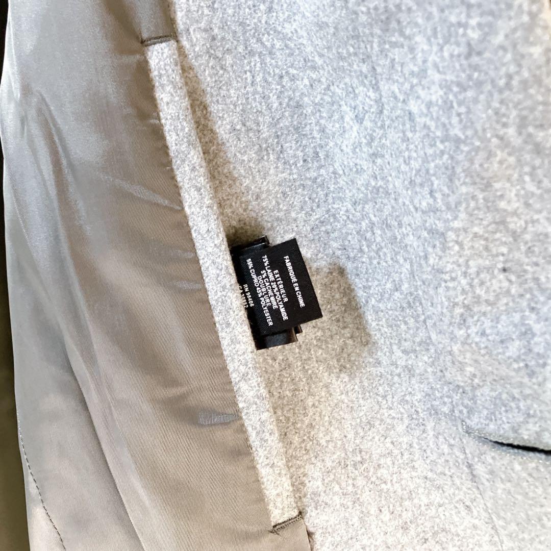 セオリー 良品 カシミヤ使用 メルトン スタンドカラーステンカラーコート グレー