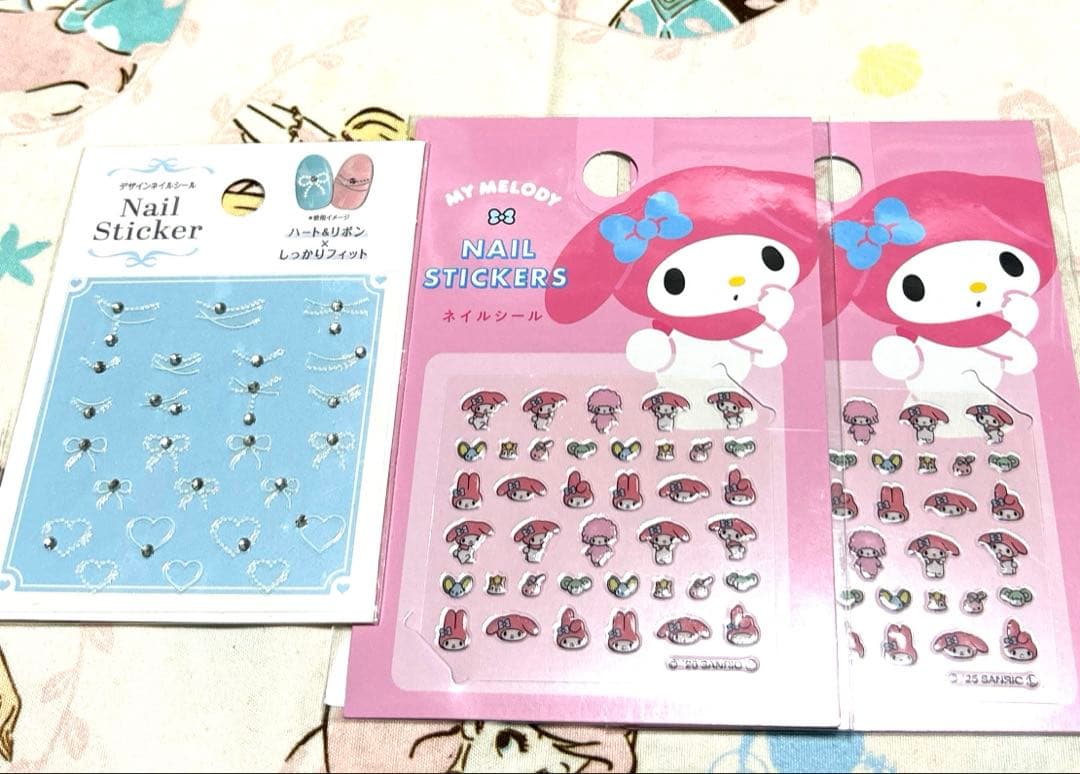 マイメロディ ネイルシール2枚セット、おまけネイルシール1枚 - メルカリ