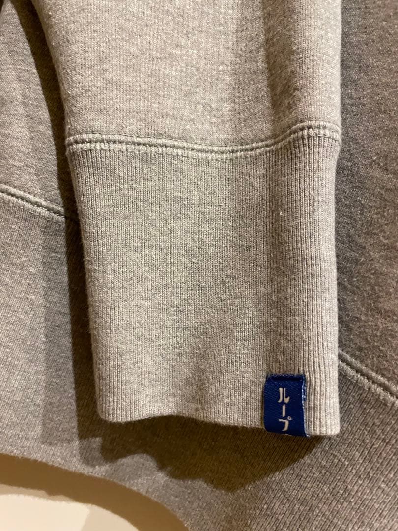 ループウィラー 丸胴吊り編みクルースウェット グレーメランジ L両Vガゼット