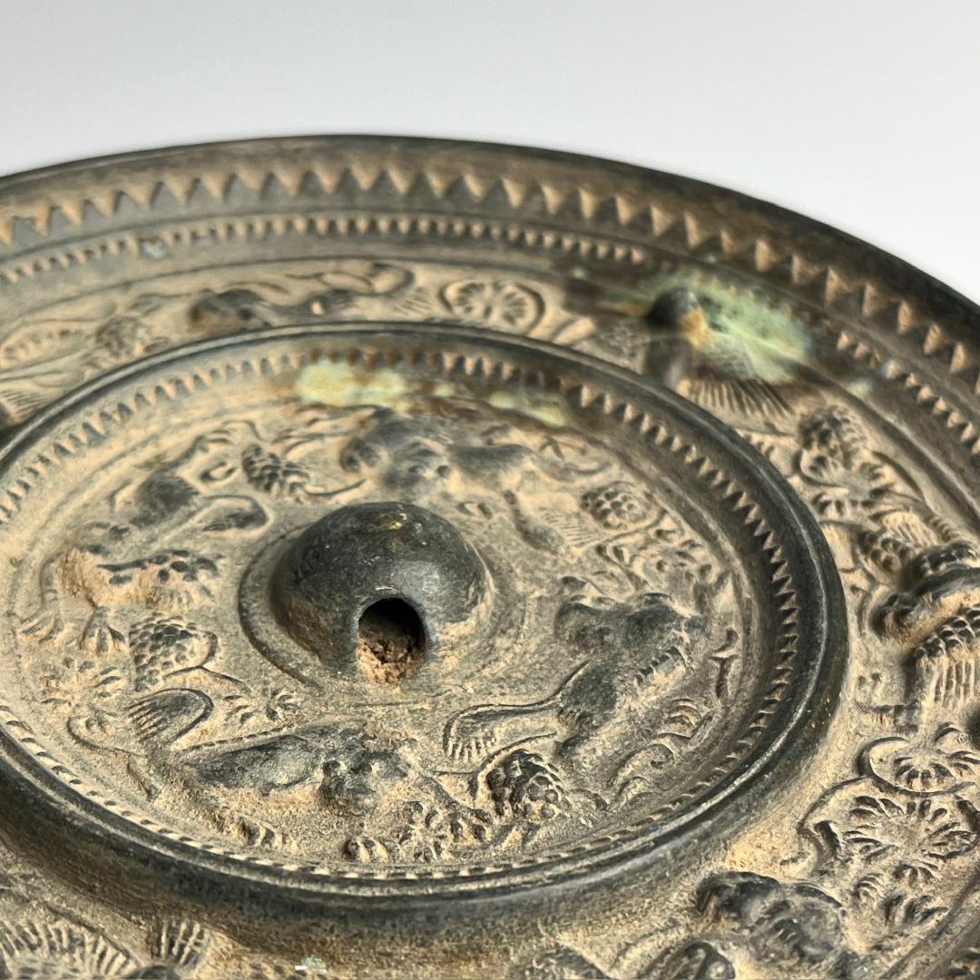 古鏡 双圏獣文鏡 古玩 中国美術 唐物 擺件 旧家蔵出