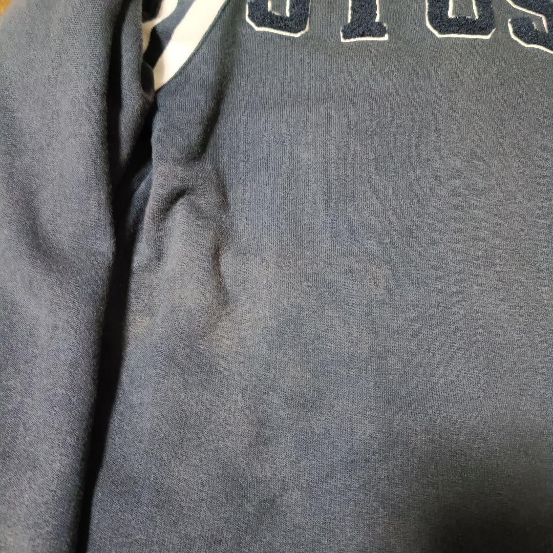 【人気デザイン】00s STUSSY スタジャン パイルロゴ刺繍 ネイビー