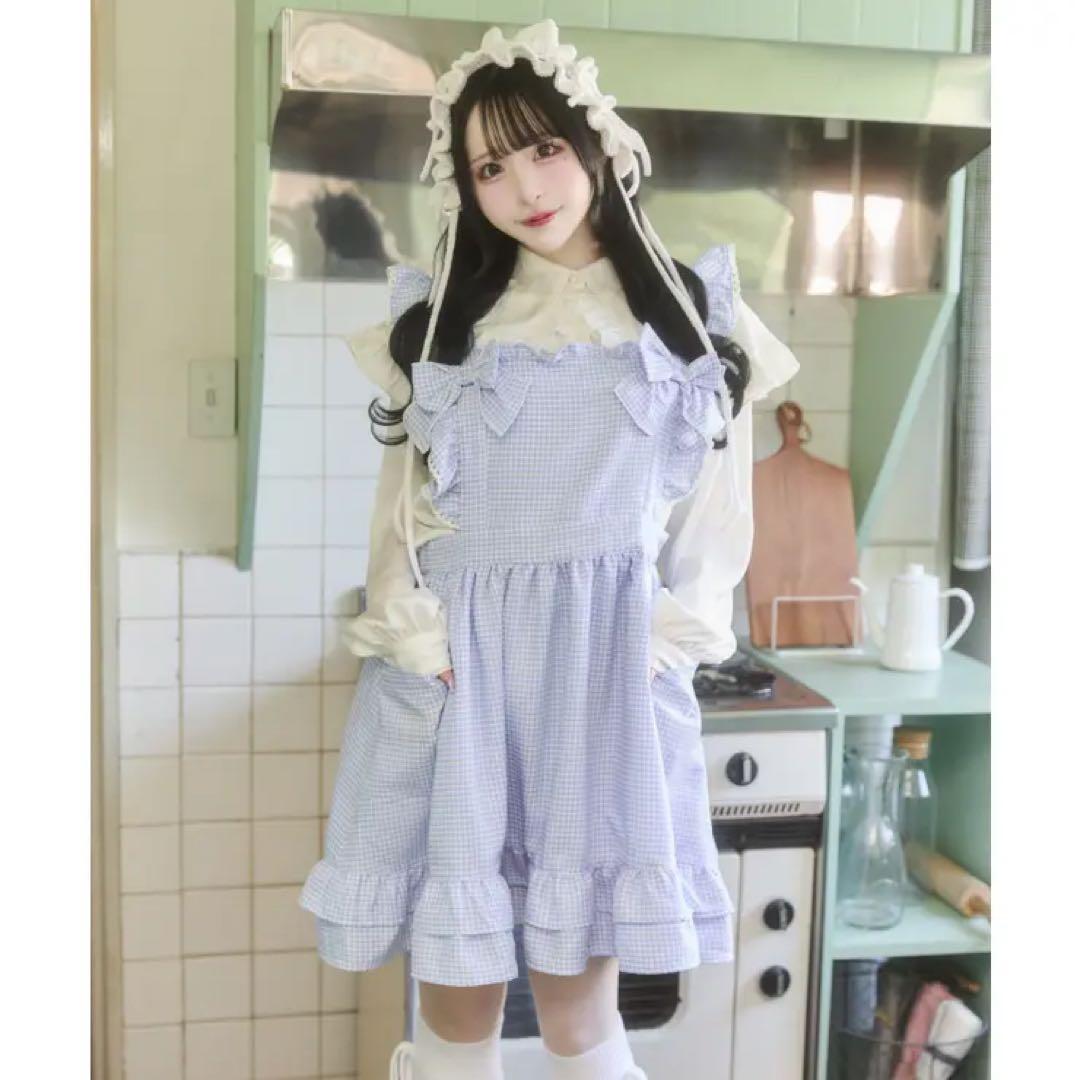 whinny おサボりメイドちゃんワンピ ブルーチェック - メルカリ