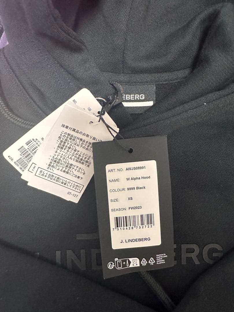 J.LINDEBERG（ジェイリンドバーグ） ロゴパーカー ブラック　XS