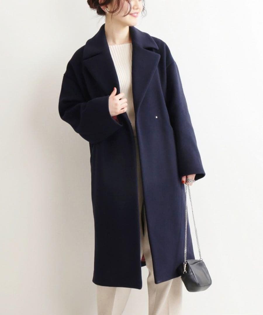 イエナ／極美品❤️人気定番MANTECOオーバーチェスターコート ネイビー38